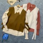 ست دوتیکه شومیز و بافت دخترانه کد 968