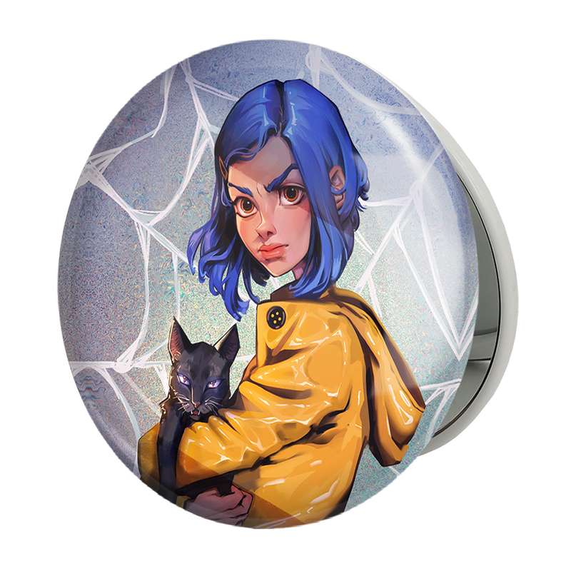 آینه جیبی خندالو طرح کورالاین Coraline مدل تاشو کد 20796