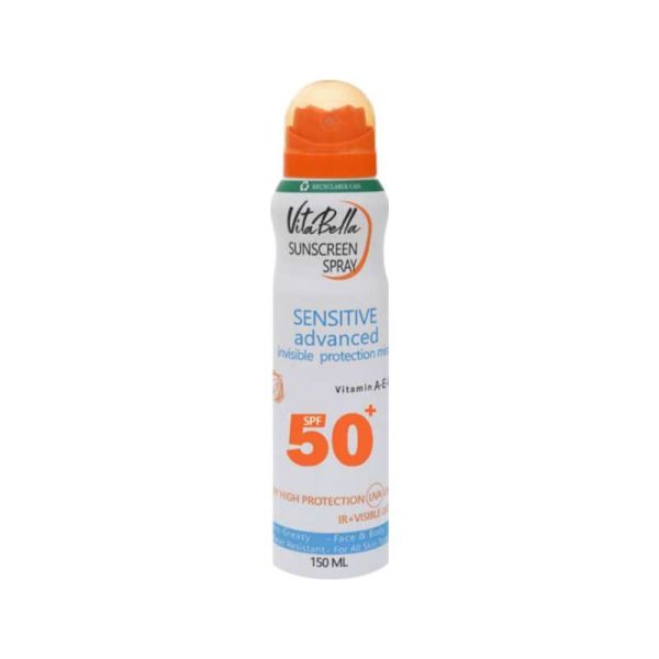 اسپری ضد آفتاب بدون رنگ ویتابلا SPF 50 مدل sun مناسب انواع پوست حجم 150میلی‌لیتر