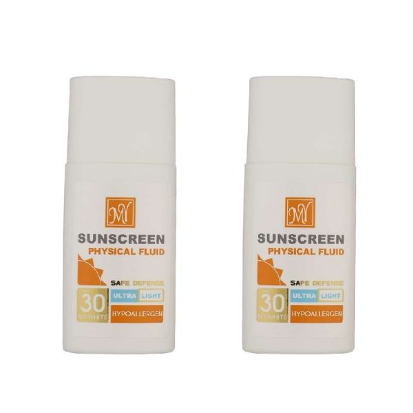فلوئید ضد آفتاب بی رنگ مای +SPF30 مدل Hypoallergen مناسب انوع پوست حجم 50 میلی لیتر مجموعه 2 عددی