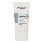 فلوئید ضدآفتاب بی رنگ ویتالیر SPF 50 مدل Whitevit مناسب انواع پوست حجم 50 میلی لیتر