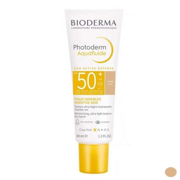 کرم ضد آفتاب رنگی بایودرما SPF 50 مدل Aquafluide Claire مناسب پوست های حساس حجم 40 میلی لیتر