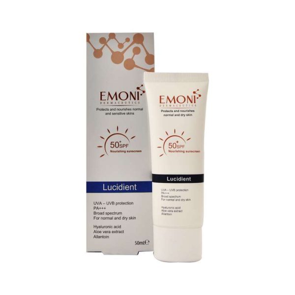 کرم ضد آفتاب بدون رنگ امونی SPF 50 مدل lucidient مناسب پوست های خشک حجم 50 میلی‌لیتر