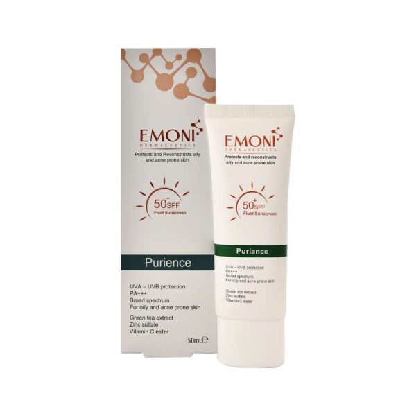 کرم ضد آفتاب بدون رنگ امونی spf50 مدل purience مناسب برای پوست چرب حجم 50 میلی‌لیتر