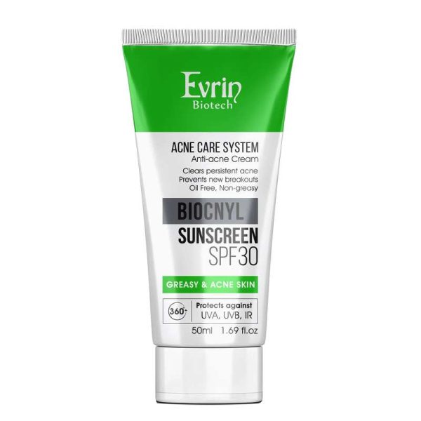 کرم ضد آفتاب بدون رنگ اورین spf30 مدل BIOCNYL مناسب برای پوست چرب حجم 50 میلی‌لیتر