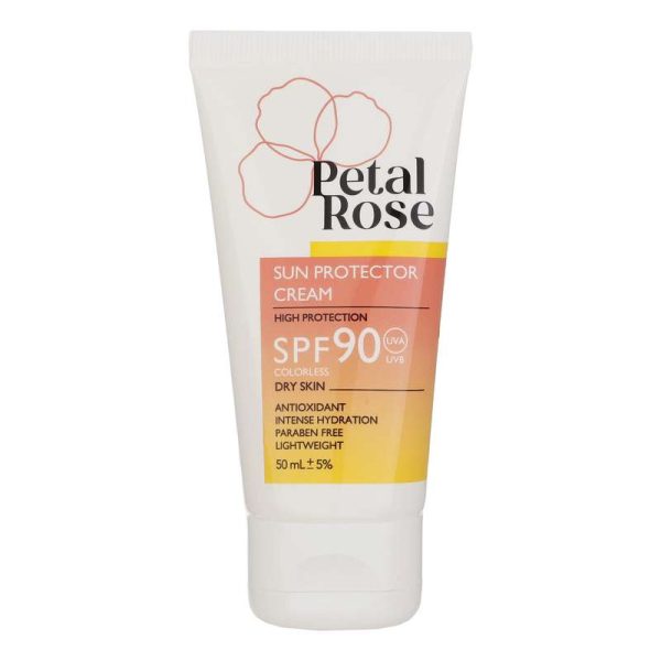 کرم ضد آفتاب بدون رنگ پتال رز SPF 90 مدل 00  ‌مناسب پوست‌ خشک حجم 50 میلی‌لیتر