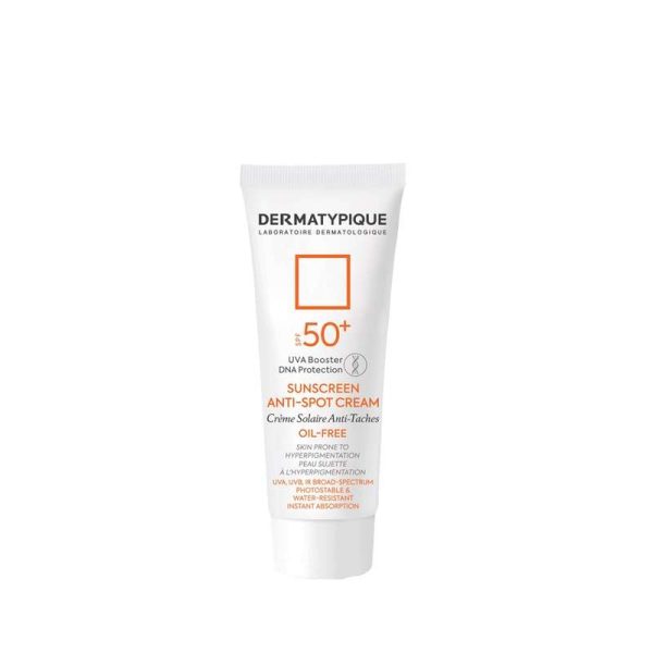 کرم ضد آفتاب بی رنگ درماتیپیک SPF 50 مدل Anti spot مناسب انواع پوست حجم 40 میلی لیتر
