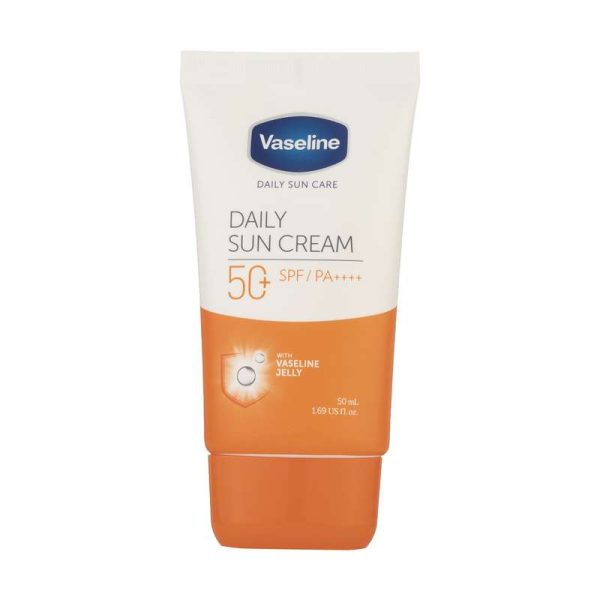 کرم ضد آفتاب بی رنگ وازلین +SPF50 مدل دیلی سان مناسب انواع پوست حجم 50 میلی لیتر