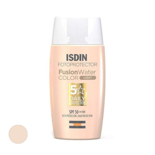 کرم ضد آفتاب رنگی ایزدین SPF 50 مدل فیوژن واتر مناسب برای انواع پوست حجم 50 میلی‌لیتر