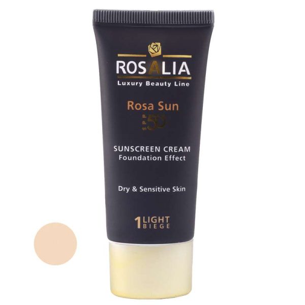 کرم ضد آفتاب رنگی رزالیا SPF50 مدل Dry and Sensitive Skin مناسب پوست های خشک و حساس حجم 40 میلی لیتر