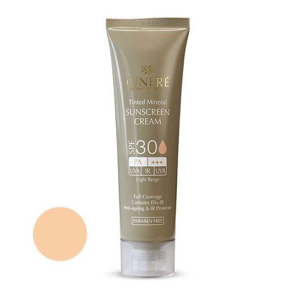 کرم ضد آفتاب SPF30 بژ روشن سینره مناسب انواع پوست حجم 50 میلی لیتر