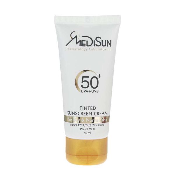 کرم ضد آفتاب مدیسان سری Dry And Normal Skin مدل Tinted حجم 50 میلی لیتر