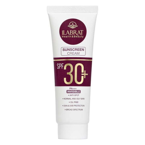 کرم ضدآفتاب بی رنگ ایلابرت +SPF30 مدل ضد لک 30 پلاس مناسب پوست های معمولی و چرب حجم 40 میلی لیتر