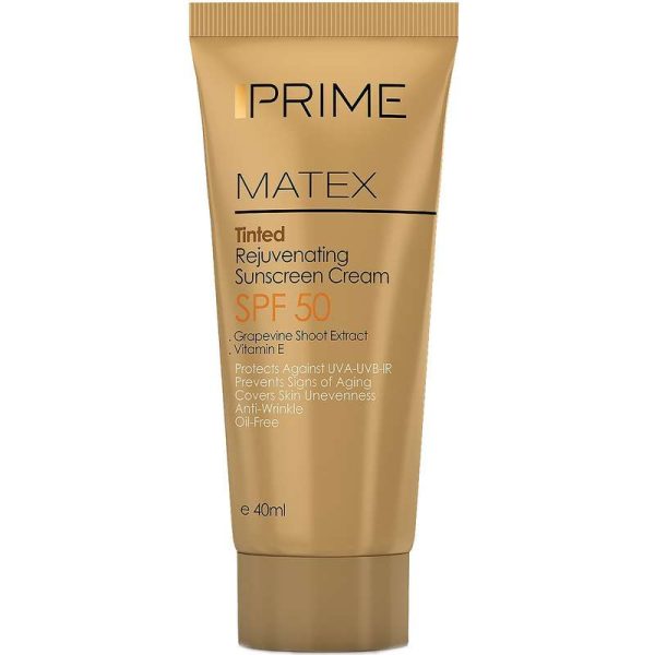 کرم ضدآفتاب رنگی پریم  SPF 50 مدل Matex Tinted Rejuvinating مناسب انواع پوست حجم 40 میلی لیتر