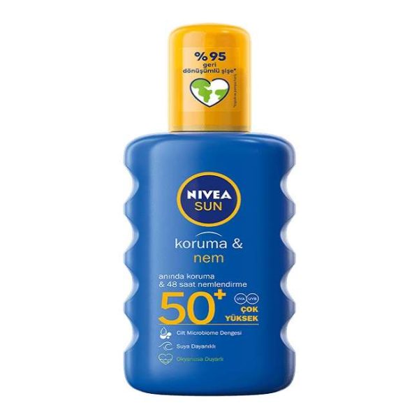 اسپری ضد آفتاب بدون رنگ نیوآ SPF 50 مدل Koruma ve Nem ‌مناسب انواع پوست حجم 50 میلی لیتر