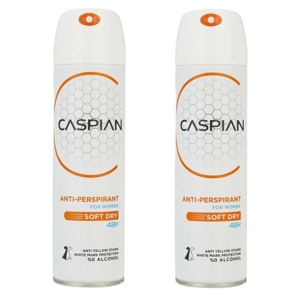 اسپری ضد تعریق زنانه کاسپین مدل Soft Dry حجم 150 میلی لیتر مجموعه 2 عددی