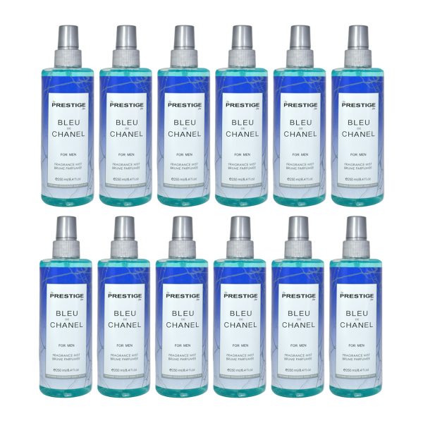 بادی اسپلش مردانه پرستیژ مدل Blue De Chanel حجم 250 میلی لیتر مجموعه 12 عددی