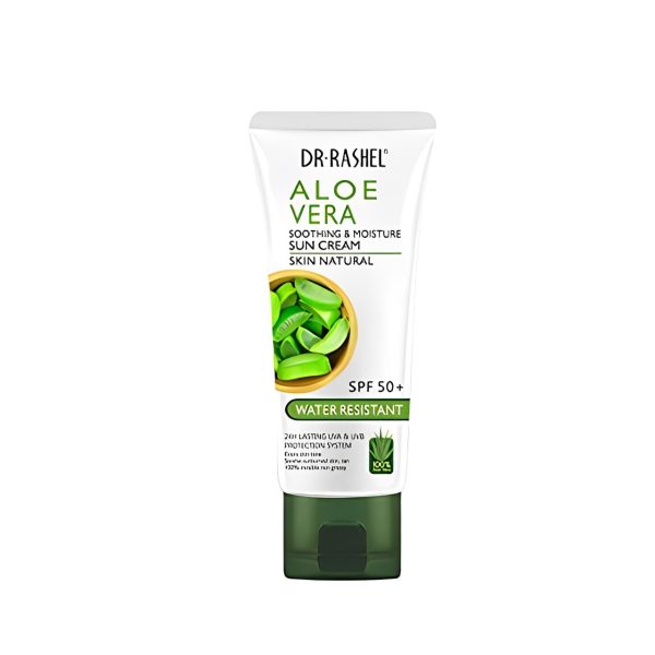 کرم ضد آفتاب بدون رنگ دکتر راشل SPF 50 مدل Aloevera مناسب برای انواع پوست حجم 60 میلی‌لیتر