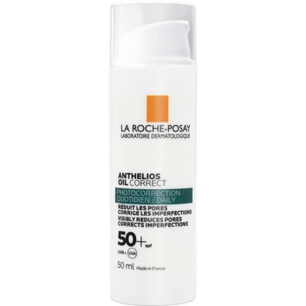 کرم ضد آفتاب بدون رنگ لاروش پوزای SPF 50 مدل ANTHELIOS OIL CORRECT ‌مناسب پوست‌های چرب و مختلط حجم 50 میلی‌لیتر