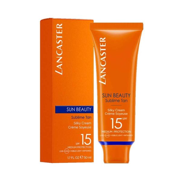 کرم ضد آفتاب بدون رنگ لنکستر SPF 15 مدل SUN BEAUTY مناسب انواع پوست حجم 50 میلی لیتر