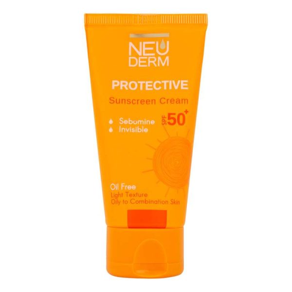 کرم ضد آفتاب بدون رنگ نئودرم SPF 50 مدل PROTECTIVE ‌مناسب پوست‌های چرب و مختلط حجم 50 میلی‌لیتر