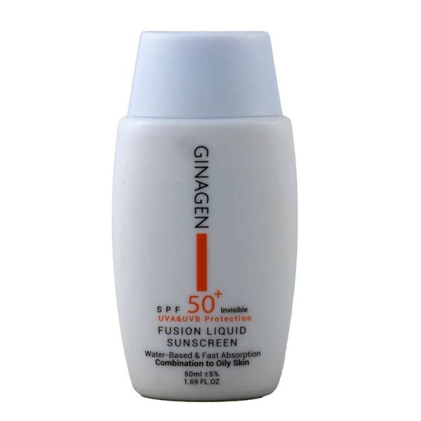 کرم ضد آفتاب بدون رنگ ژیناژن SPF 50 مدل Fusion Liquid ‌مناسب پوست‌های چرب و مختلط حجم 50 میلی‌لیتر