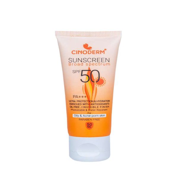کرم ضدآفتاب بی رنگ سینودرم SPF50  مدل 02 مناسب پوست چرب حجم 50میلی لیتر